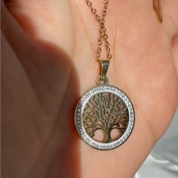 Anthropologie 18K Gold color stainless steel Tree Pendant Necklace - Picture 7 of 7